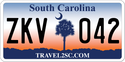 SC license plate ZKV042