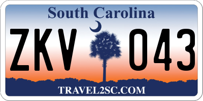 SC license plate ZKV043