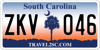 SC license plate ZKV046