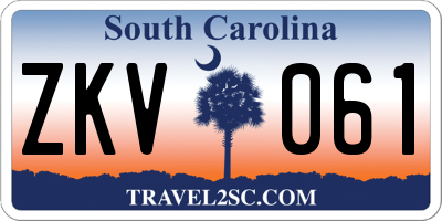 SC license plate ZKV061