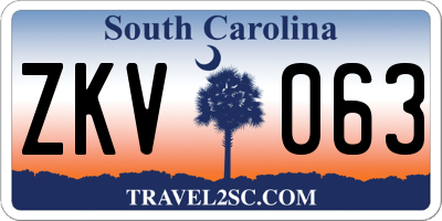 SC license plate ZKV063