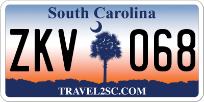 SC license plate ZKV068