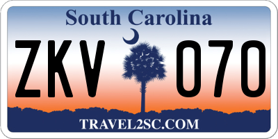 SC license plate ZKV070