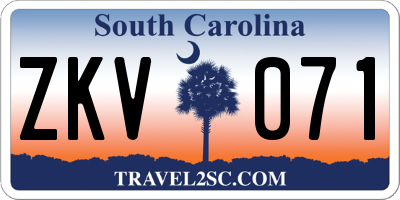 SC license plate ZKV071
