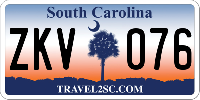 SC license plate ZKV076