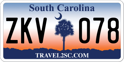 SC license plate ZKV078