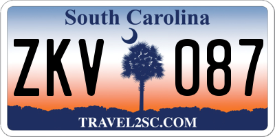 SC license plate ZKV087