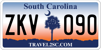 SC license plate ZKV090