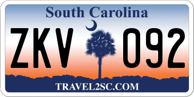 SC license plate ZKV092