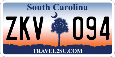 SC license plate ZKV094