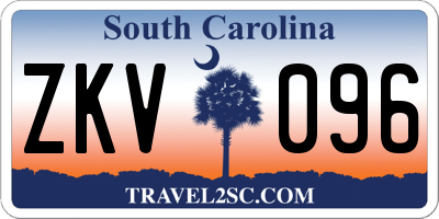 SC license plate ZKV096