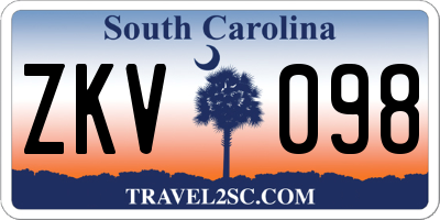 SC license plate ZKV098