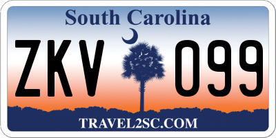 SC license plate ZKV099
