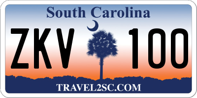 SC license plate ZKV100