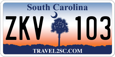SC license plate ZKV103