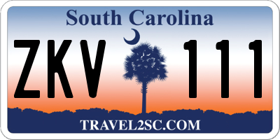 SC license plate ZKV111