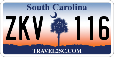 SC license plate ZKV116