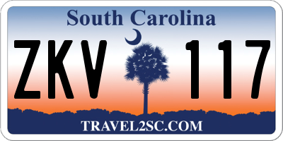 SC license plate ZKV117