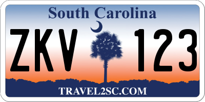 SC license plate ZKV123