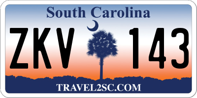 SC license plate ZKV143