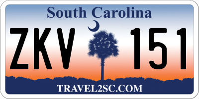 SC license plate ZKV151