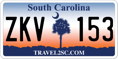 SC license plate ZKV153