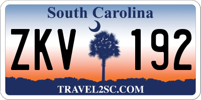 SC license plate ZKV192