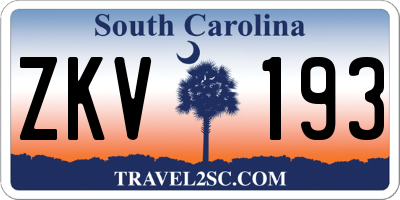 SC license plate ZKV193
