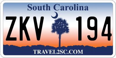 SC license plate ZKV194