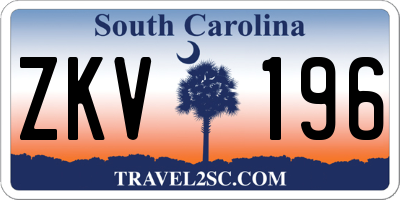 SC license plate ZKV196