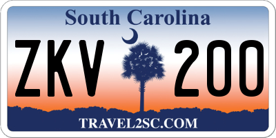 SC license plate ZKV200