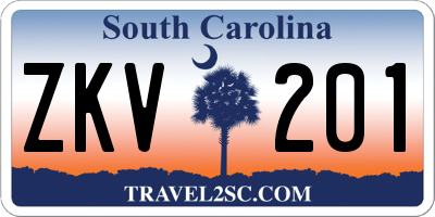 SC license plate ZKV201