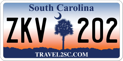 SC license plate ZKV202