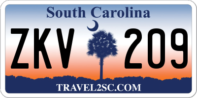 SC license plate ZKV209
