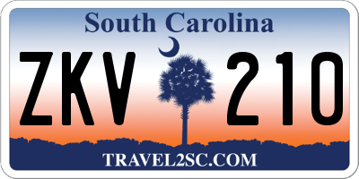 SC license plate ZKV210