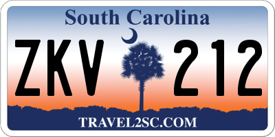 SC license plate ZKV212