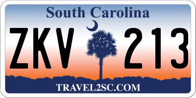 SC license plate ZKV213