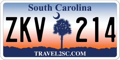SC license plate ZKV214