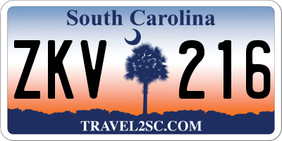SC license plate ZKV216