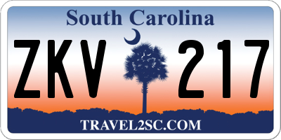 SC license plate ZKV217