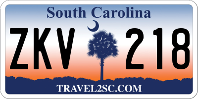SC license plate ZKV218