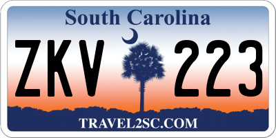 SC license plate ZKV223