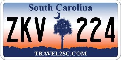 SC license plate ZKV224