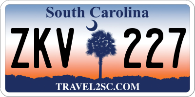 SC license plate ZKV227