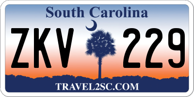 SC license plate ZKV229