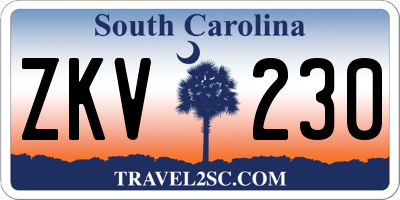 SC license plate ZKV230