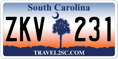 SC license plate ZKV231