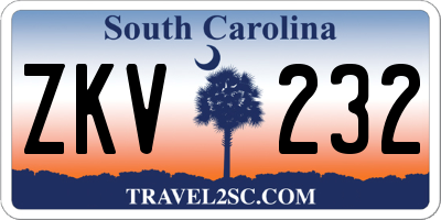 SC license plate ZKV232