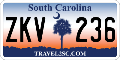 SC license plate ZKV236