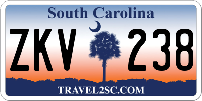 SC license plate ZKV238